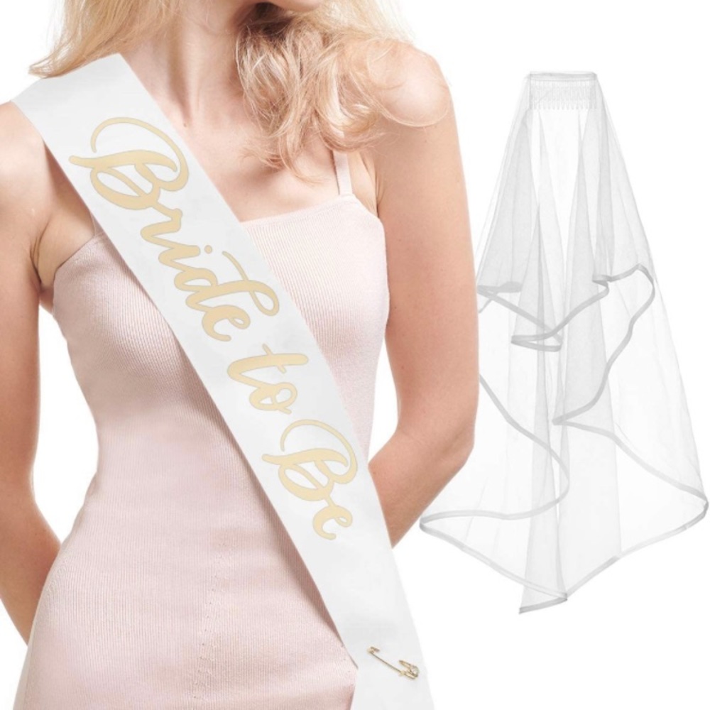 Bride to Be Sash and Veil for Bachelorette Party or Bridal Shower